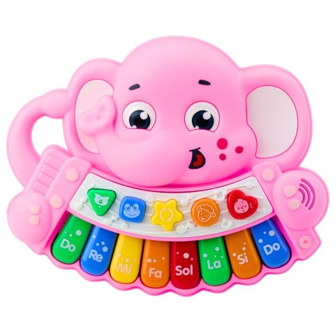 LEAN Toys Pianinko Interaktywne Melodie Odgłosy Zwierząt Gama Słonik Różowy