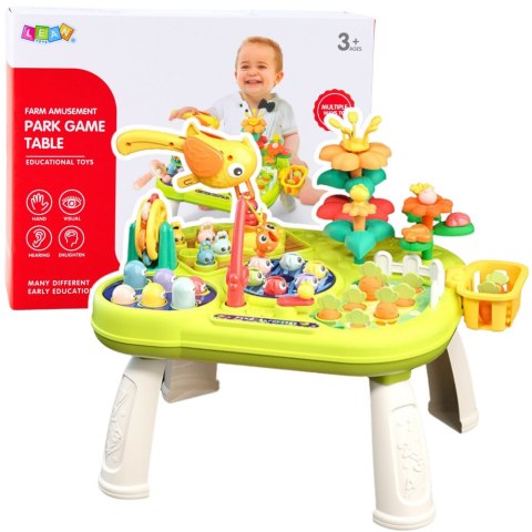 LEAN Toys Stoliczek Edukacyjny Interaktywny Ogród Gra Whack A Mole Łowienie Rybek