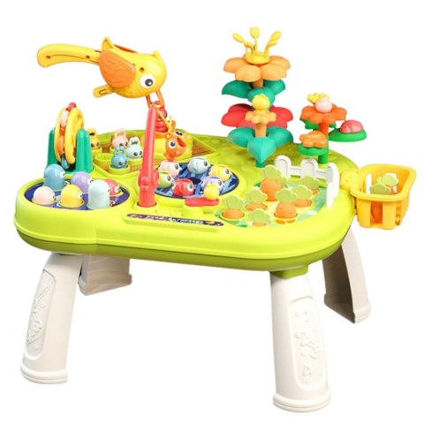 LEAN Toys Stoliczek Edukacyjny Interaktywny Ogród Gra Whack A Mole Łowienie Rybek