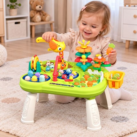 LEAN Toys Stoliczek Edukacyjny Interaktywny Ogród Gra Whack A Mole Łowienie Rybek