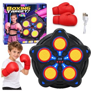 LEAN Toys Tarcza Bokserska Dla Dzieci Elektroniczna Bluetooth LED Rękawice Czarna