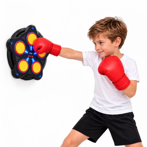 LEAN Toys Tarcza Bokserska Dla Dzieci Elektroniczna Bluetooth LED Rękawice Czarna