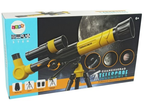 LEAN Toys Teleskop Naukowy Edukacyjny Z Uchwytem Na Telefon Żółty