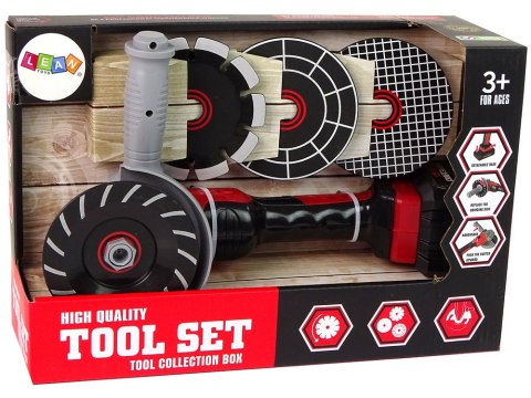 LEAN Toys Zabawka Szlifierka Dla Dzieci Majsterkowicz Narzędzia Tarcze Czerwone