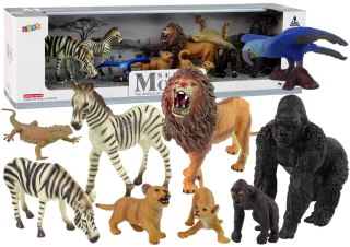 LEAN Toys Zestaw Figurek Afryka Dzikie Zwierzęta Zebra Goryle Papuga