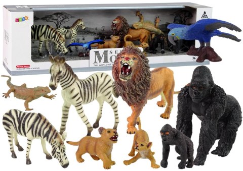 LEAN Toys Zestaw Figurek Afryka Dzikie Zwierzęta Zebra Goryle Papuga