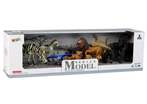 LEAN Toys Zestaw Figurek Afryka Dzikie Zwierzęta Zebra Goryle Papuga