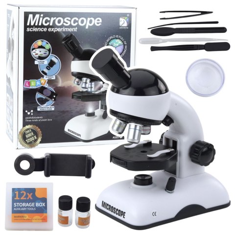 LEAN Toys Zestaw Naukowy Mikroskop Edukacyjny Powiększenie 1200x Uchwyt Na Telefon