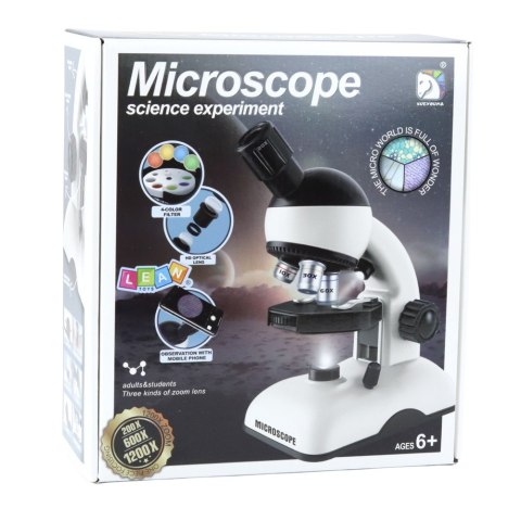 LEAN Toys Zestaw Naukowy Mikroskop Edukacyjny Powiększenie 1200x Uchwyt Na Telefon