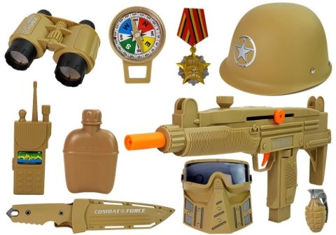 LEAN Toys Zestaw Wojskowy Pistolety Broń z Maską Hełmem Granat Dźwięk