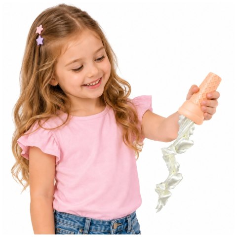 LEAN TOYS Lód w Rożku 3D Zabawka z Efektem Rozwijania Biały Mieniący Się 14 cm