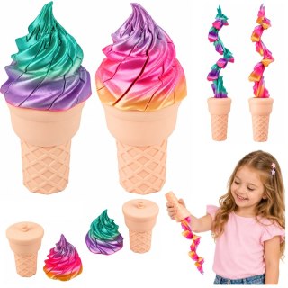 LEAN TOYS Lód w Rożku 3D Zabawka z Efektem Rozwijania Kolorowy Mieniący Się 14 cm