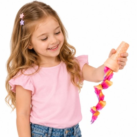 LEAN TOYS Lód w Rożku 3D Zabawka z Efektem Rozwijania Kolorowy Mieniący Się 14 cm