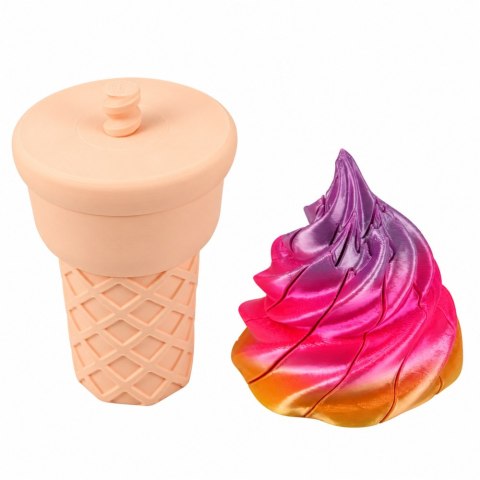 LEAN TOYS Lód w Rożku 3D Zabawka z Efektem Rozwijania Kolorowy Mieniący Się 14 cm