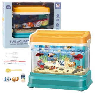 LEAN Toys Akwarium Na Wodę Edukacyjne Magnetyczne Rybki Lampka LED Dźwięki Bąbelki