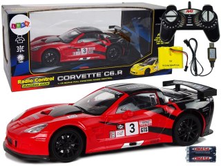 LEAN Toys Auto Sportowe Wyścigowe R/C 1:18 Corvette C6.R Czerwony 2.4 G Światła