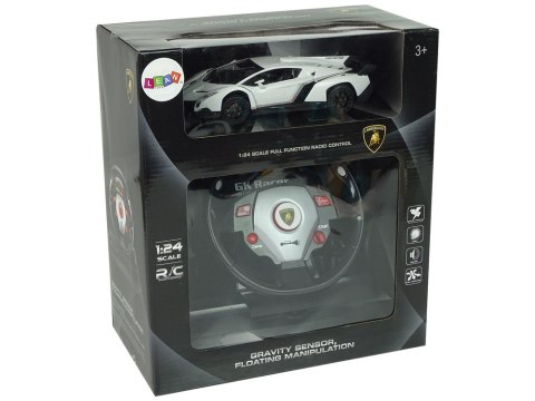 LEAN Toys Auto Zdalnie Sterowane Lamborghini Veneno Biały Kierownica Dźwięk Światła