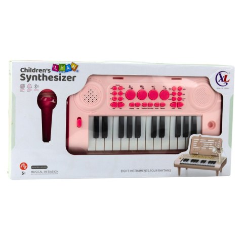LEAN Toys Elektroniczne Pianinko Edukacyjne Z Podstawką Na Nuty Mikrofon 24K Różowe