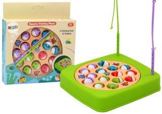 LEAN Toys Gra Zręcznościowa Łowienie Rybek 15szt Wędki Zielona