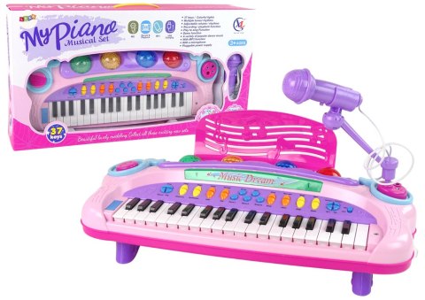 LEAN Toys Interaktywne Duże Różowe Pianino Keyboard Mikrofon MP3