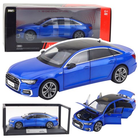 LEAN Toys Samochód Audi A6 L 1:18 Metalowy Akcesoria Światła Dźwięki Niebieski