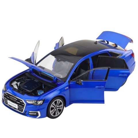 LEAN Toys Samochód Audi A6 L 1:18 Metalowy Akcesoria Światła Dźwięki Niebieski