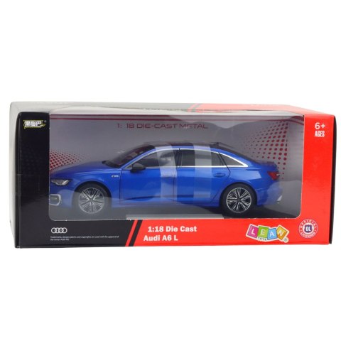 LEAN Toys Samochód Audi A6 L 1:18 Metalowy Akcesoria Światła Dźwięki Niebieski