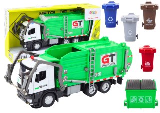 LEAN Toys Wielofunkcyjna Zielona Metalowa Śmieciarka z Napędem Frykcyjnym Kosze