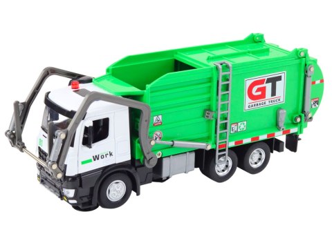 LEAN Toys Wielofunkcyjna Zielona Metalowa Śmieciarka z Napędem Frykcyjnym Kosze