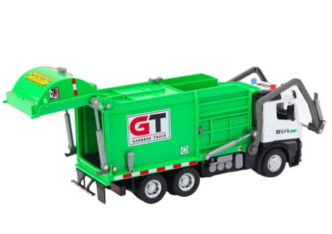 LEAN Toys Wielofunkcyjna Zielona Metalowa Śmieciarka z Napędem Frykcyjnym Kosze