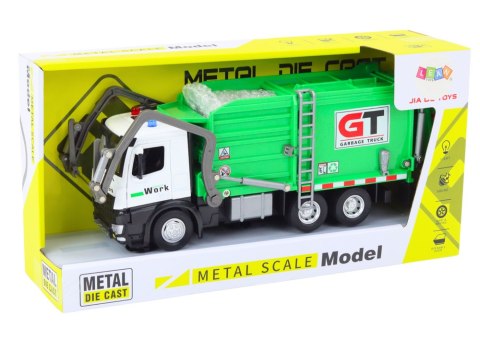 LEAN Toys Wielofunkcyjna Zielona Metalowa Śmieciarka z Napędem Frykcyjnym Kosze