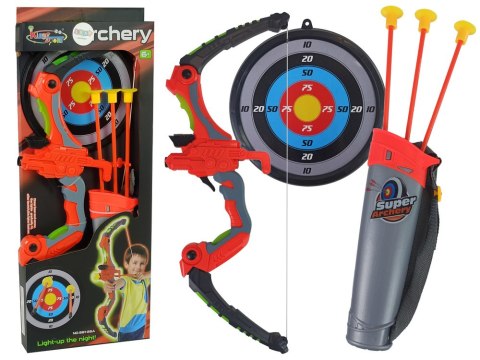 LEAN Toys Zestaw Strzelecki Łuk Tarcza Strzały Przyssawki Pomarańczowy 62 cm