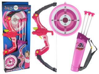 LEAN Toys Zestaw Strzelecki Łuk Tarcza Strzały Przyssawki Różowy 62 cm